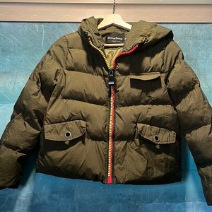 Olive green crop puffer jacket size xl